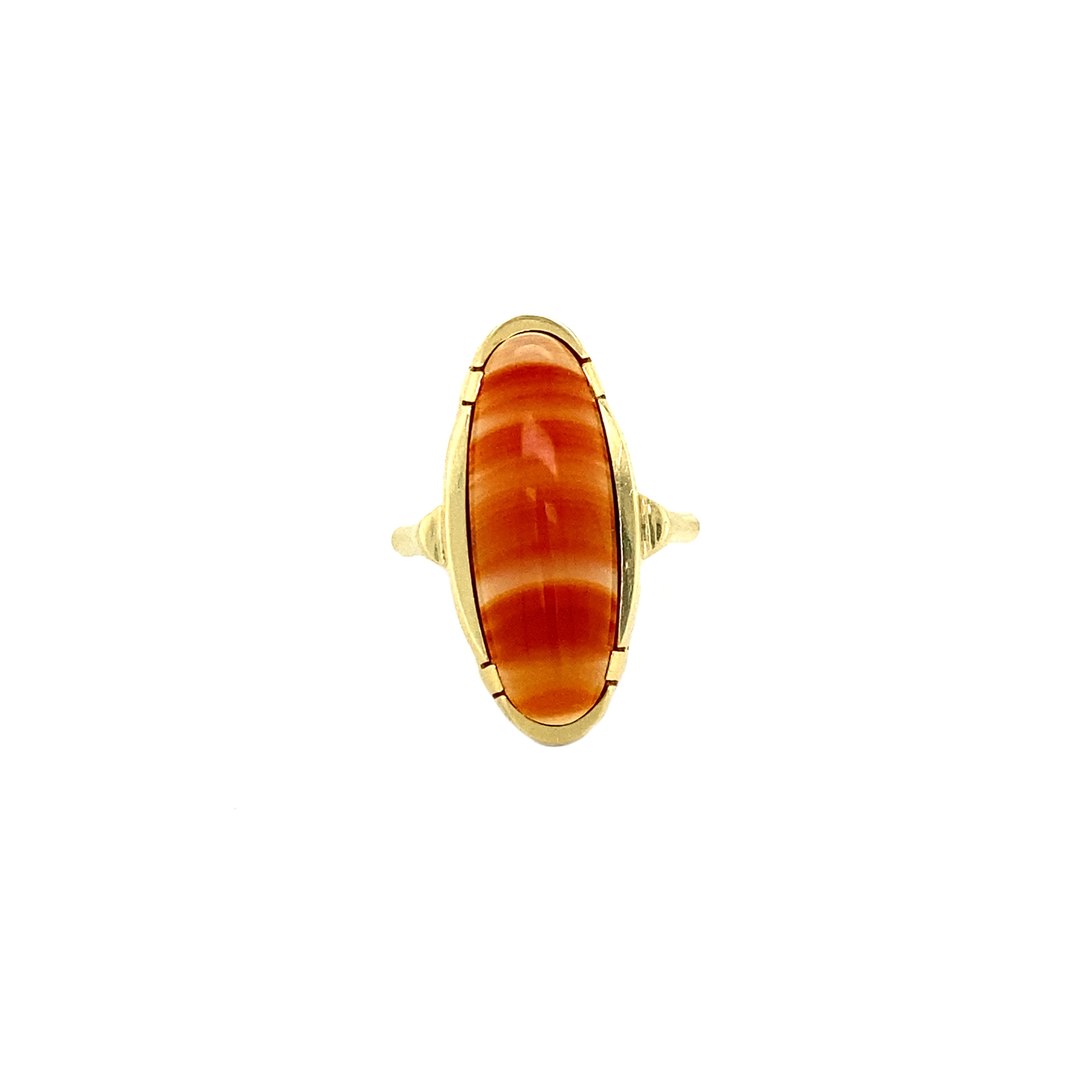 Vintage 14K Gold Ring with Banded Agate